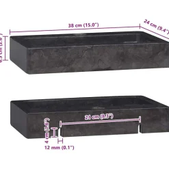 vidaXL væghængt håndvask 38x24x6,5 cm marmor sort
