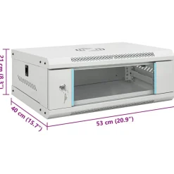 vidaXL væghængt netværksskab 53x40x21 cm 4U IP20 19