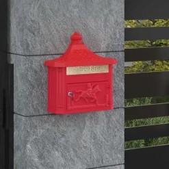 vidaXL Væghængt Postkasse Rød 40,5 x 16 x 45 cm Gustt aluminium