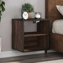 vidaXL væghængt sengebord 40x31x39,5 cm brun egetræsfarve