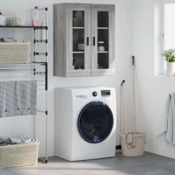 vidaXL væghængt skab 69,5x34x90 cm konstrueret træ grå sonoma-eg