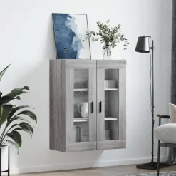 vidaXL væghængt skab 69,5x34x90 cm konstrueret træ grå sonoma-eg