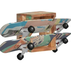 vidaXL væghængt skateboardstativ 25x20x30 cm massivt genbrugstræ