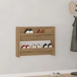vidaXL væghængt skoreol 80x18x60 cm konstrueret træ kunsteg