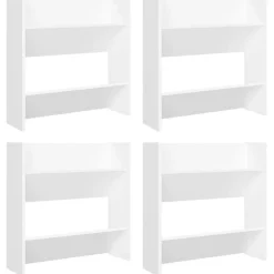 vidaXL væghængt skoskab 4 stk. 60x18x60 cm konstrueret træ hvid
