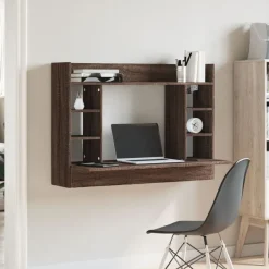 vidaXL væghængt skrivebord 105x48x75 cm konstrueret træ brun egetræ