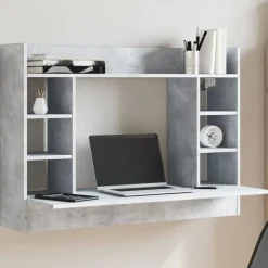 vidaXL væghængt skrivebord 105x48x75 cm konstrueret træ betongrå