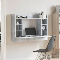 vidaXL væghængt skrivebord 105x48x75 cm konstrueret træ betongrå