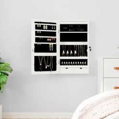 vidaXL væghængt spejlskab med LED-lys hvid