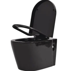 vidaXL væghængt toilet keramisk sort