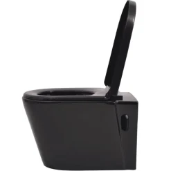 vidaXL væghængt toilet keramisk sort