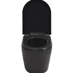 vidaXL væghængt toilet med skjult cisterne keramisk sort
