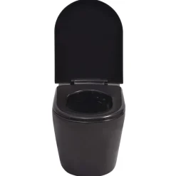 vidaXL væghængt toilet med skjult cisterne keramisk sort