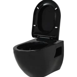 vidaXL væghængt toilet med skjult cisterne keramik sort