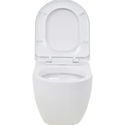 vidaXL væghængt toilet med skjult cisterne keramik hvid
