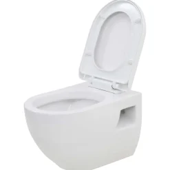 vidaXL væghængt toilet med skjult cisterne keramik hvid