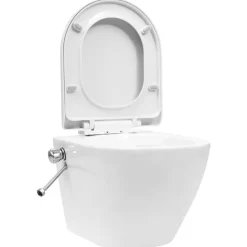 vidaXL væghængt toilet uden kant med bidetfunktion keramik hvid