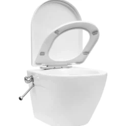 vidaXL væghængt toilet uden kant med bidetfunktion keramik hvid