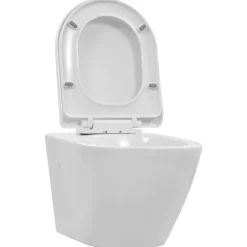 vidaXL væghængt toilet uden kant keramik hvid