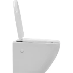 vidaXL væghængt toilet uden kant keramik hvid