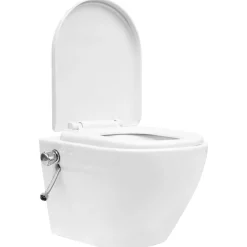 vidaXL væghængt toilet uden kant og med skjult cisterne keramik hvid