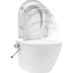 vidaXL væghængt toilet uden kant og med skjult cisterne keramik hvid