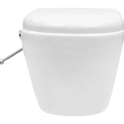 vidaXL væghængt toilet uden kant og med skjult cisterne keramik hvid