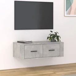 vidaXL væghængt tv-bord 80x36x25 cm konstrueret træ betongrå