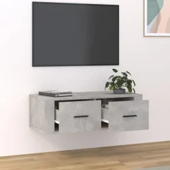 vidaXL væghængt tv-bord 80x36x25 cm konstrueret træ betongrå