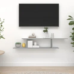 vidaXL væghængt tv-hylde 125x18x23 cm konstrueret træ grå sonoma-eg