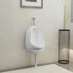 vidaXL væghængt urinal med skylleventil keramisk hvid