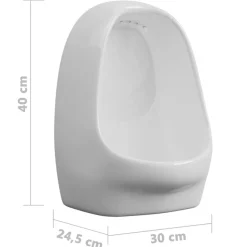 vidaXL væghængt urinal med skylleventil keramisk hvid