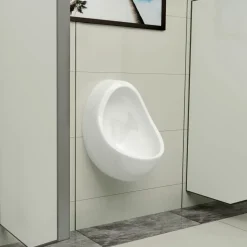 vidaXL væghængt urinal med skylleventil keramisk hvid