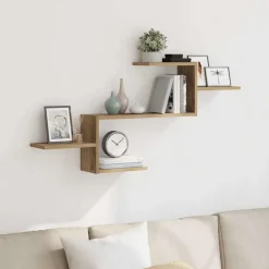 vidaXL væghængt 104x15x49 cm konstrueret træ egetræsfarve