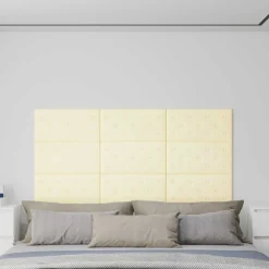 vidaXL Væghovedgærde 12 pcs Creme 60 x 30 cm Faux læder