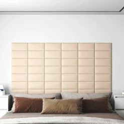 vidaXL Væghovedgærde 12 pcs Creme 30 x 15 cm Stof