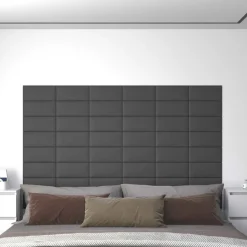 vidaXL Væghovedgærde 12 pcs Grå 30 x 15 cm Stof