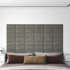 vidaXL Væghovedgærde 12 pcs Lysegrå 30 x 15 cm Fløjl