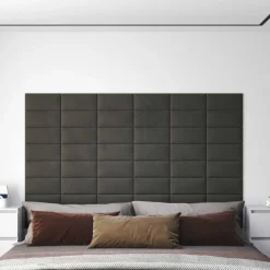 vidaXL Væghovedgærde 12 pcs Mørkegrå 30 x 15 cm Fløjl