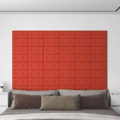 vidaXL Væghovedgærde 12 pcs Rød 30 x 15 cm Faux læder
