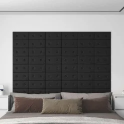 vidaXL Væghovedgærde 12 pcs Sort 30 x 15 cm Faux læder