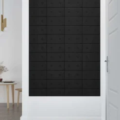 vidaXL Væghovedgærde 12 pcs Sort 30 x 15 cm Faux læder