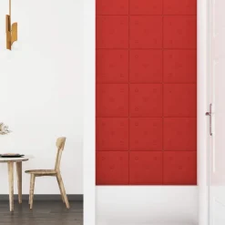 vidaXL Væghovedgærde 12 pcs Vinrød 30 x 30 cm Faux læder