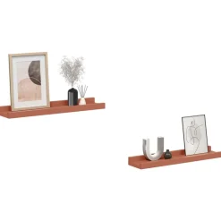 vidaXL Væghylde med hylde 2 pcs Rød 40 x 9 x 3 cm Konstrueret træ