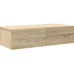 vidaXL væghylde med skuffer 60x26,5x15 cm konstrueret træ sonoma-eg