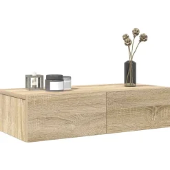 vidaXL væghylde med skuffer 60x26,5x15 cm konstrueret træ sonoma-eg