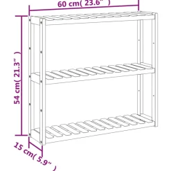 vidaXL væghylde til badeværelse 3 hylder 60x15x54 cm bambus