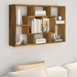 vidaXL væghylde 85x16x52,5 cm konstrueret træ røget eg