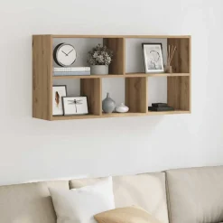 vidaXL væghylde 100x25x50 cm konstrueret træ sort egetræsfarve