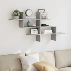 vidaXL væghylde 124,5x18x60,5 cm konstrueret træ betongrå